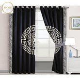 2 Pieces Premium splendid velvet curtain Panels & 2 Belts (Black/White)